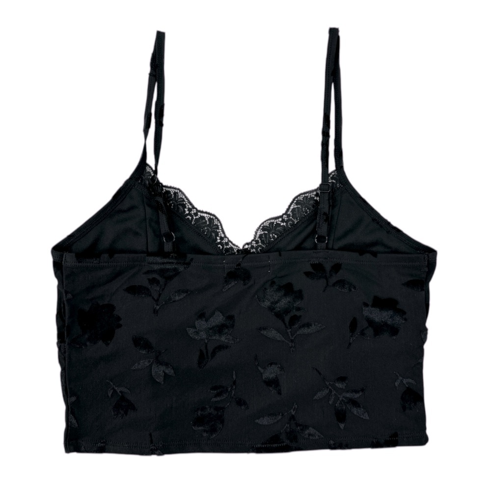 Madden Girl Black Velvet Babydoll Cami Lace Floral Y2K Whimsigoth Romantic XL - Picture 4 of 10